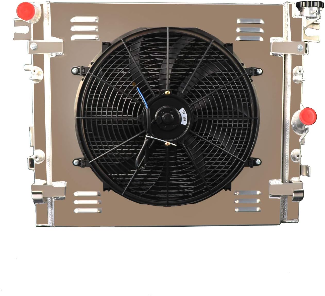 ALLOYWORKS 2 Row Core All Aluminum Radiator + Shroud Fan + Relay for 2007-2017 Jeep Wrangler JK 3.6L 3.8L V6 Offroad