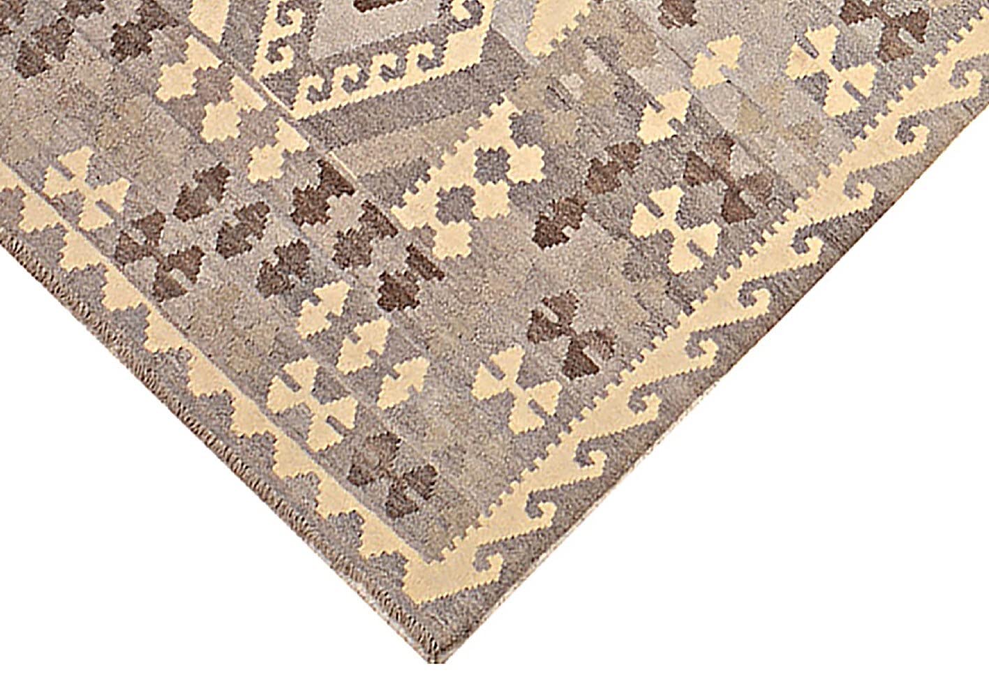 Afghan Kelim Old Style Natural Tapis tissé à la main Beige géométrique C 200 x 300 cm