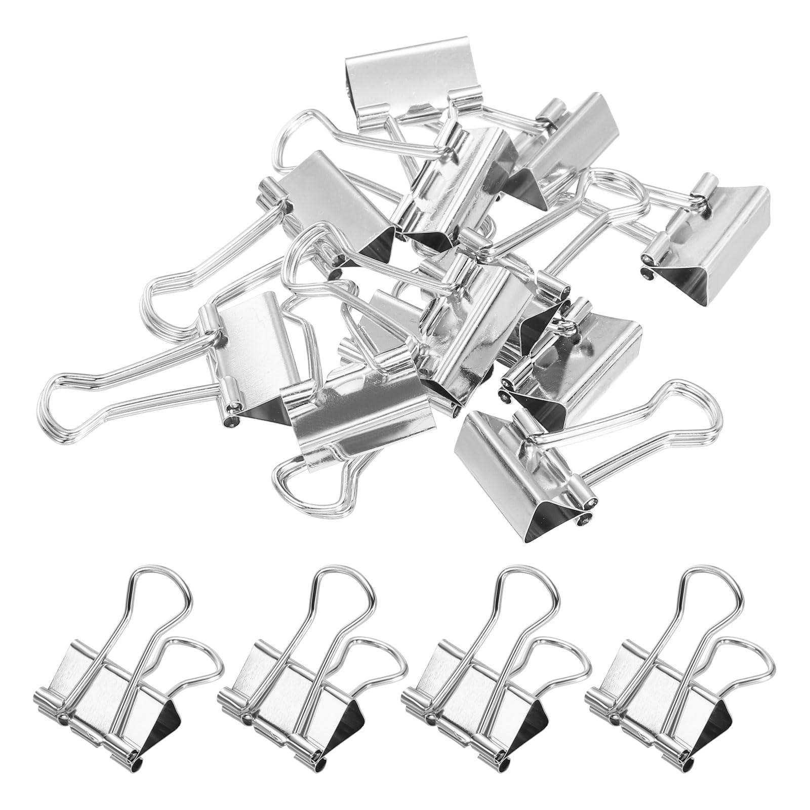 PATIKIL 12 Pcs Binder Clips, 19mm Metal Bull Dog Clips, Foldback Paper Clamps for Office Stationary Supplies Business Shops Kitchen Home, Silver