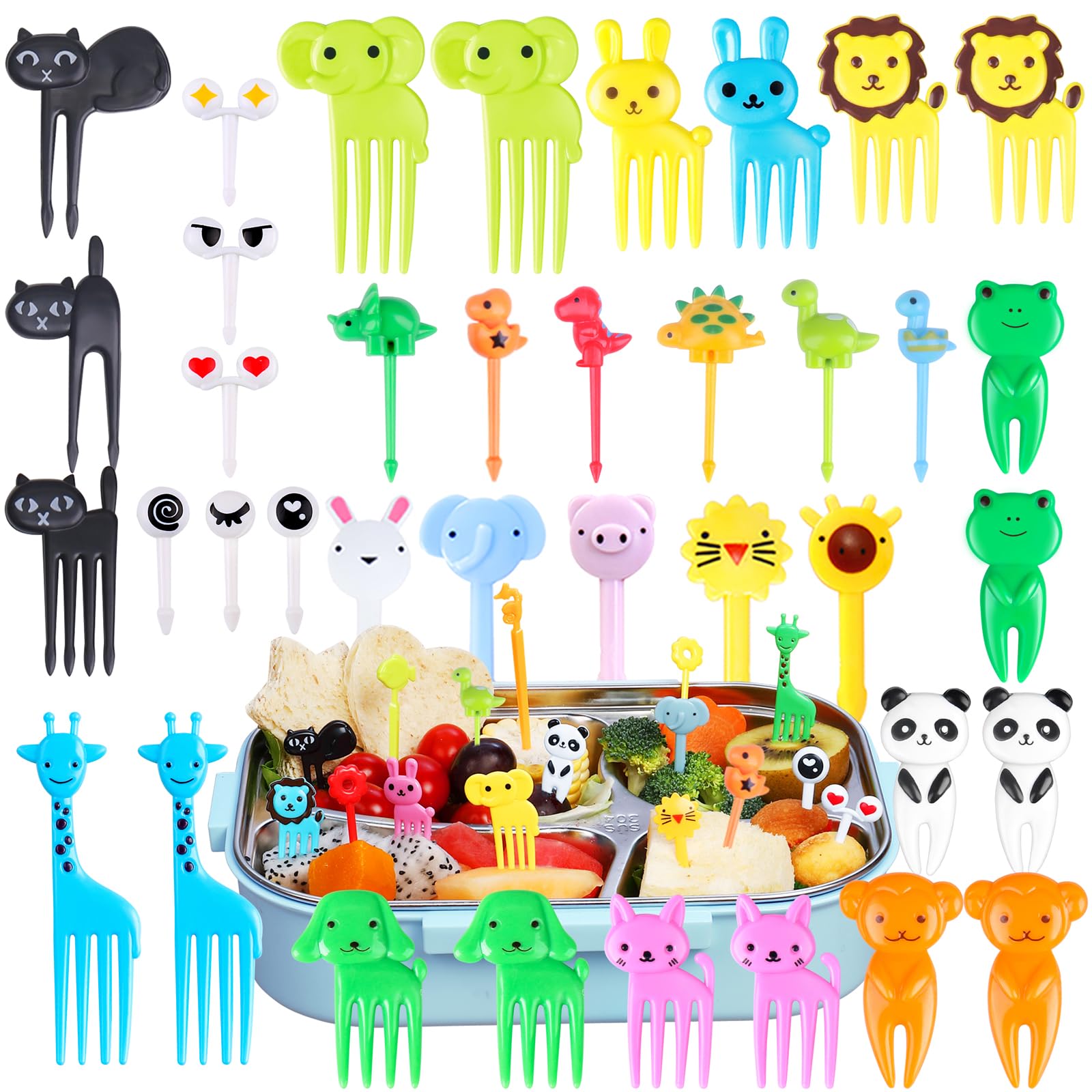 150 Pcs Animal Food Picks for Kids, Vicuna R Fun Kids Food Picks for Bento Box Accessories, Reusable Toddler Fruit Toothpicks, Cute Kids Lunch Accessories for Picky Eater BPA-Free