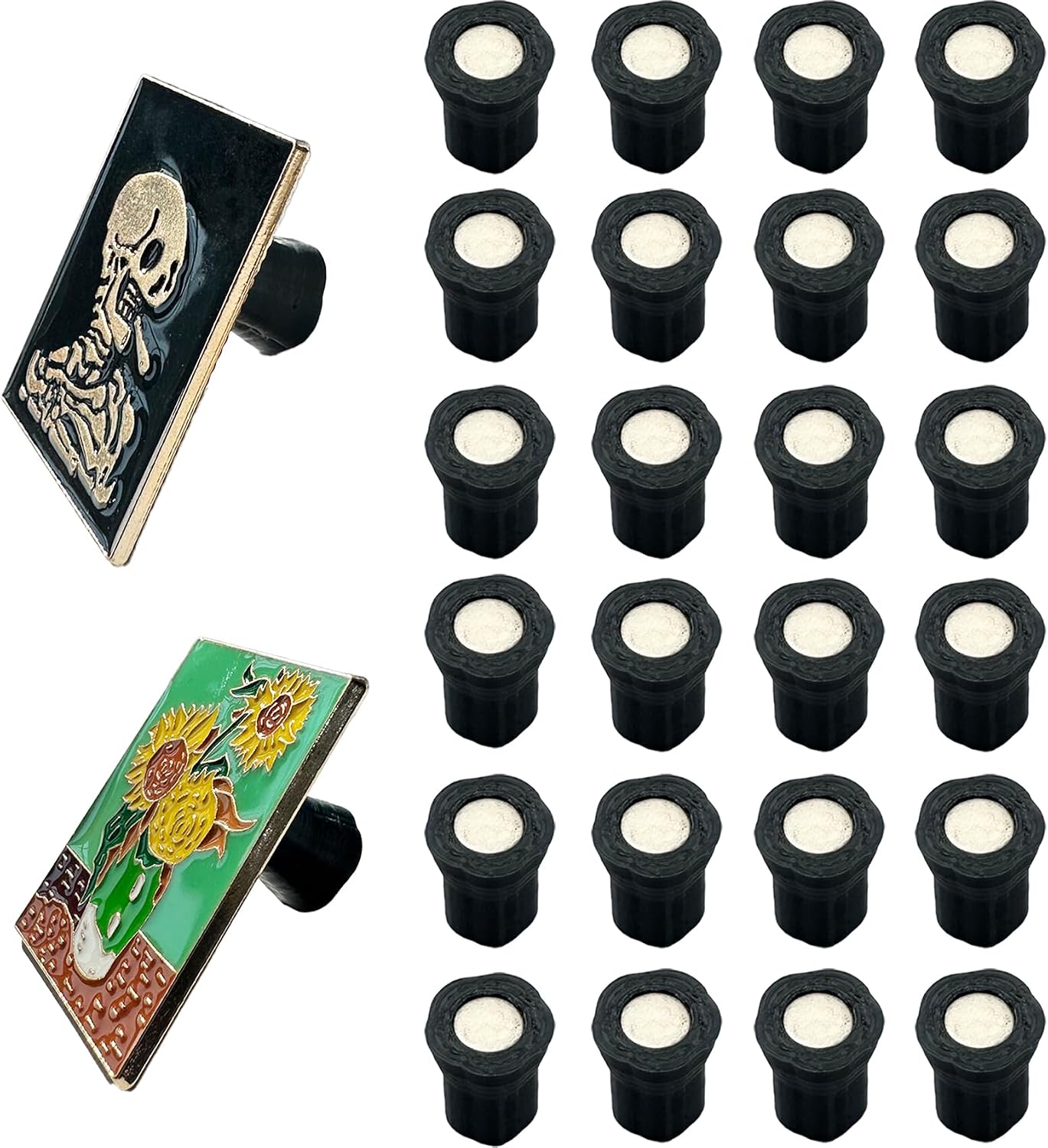 24PCS Magnetic Pin Backs for Enamel Pins/Convert to Refrigerator Magnets/Conversion Tool for Refrigerator/Put Your Pins on Fridge for Decor (Black)
