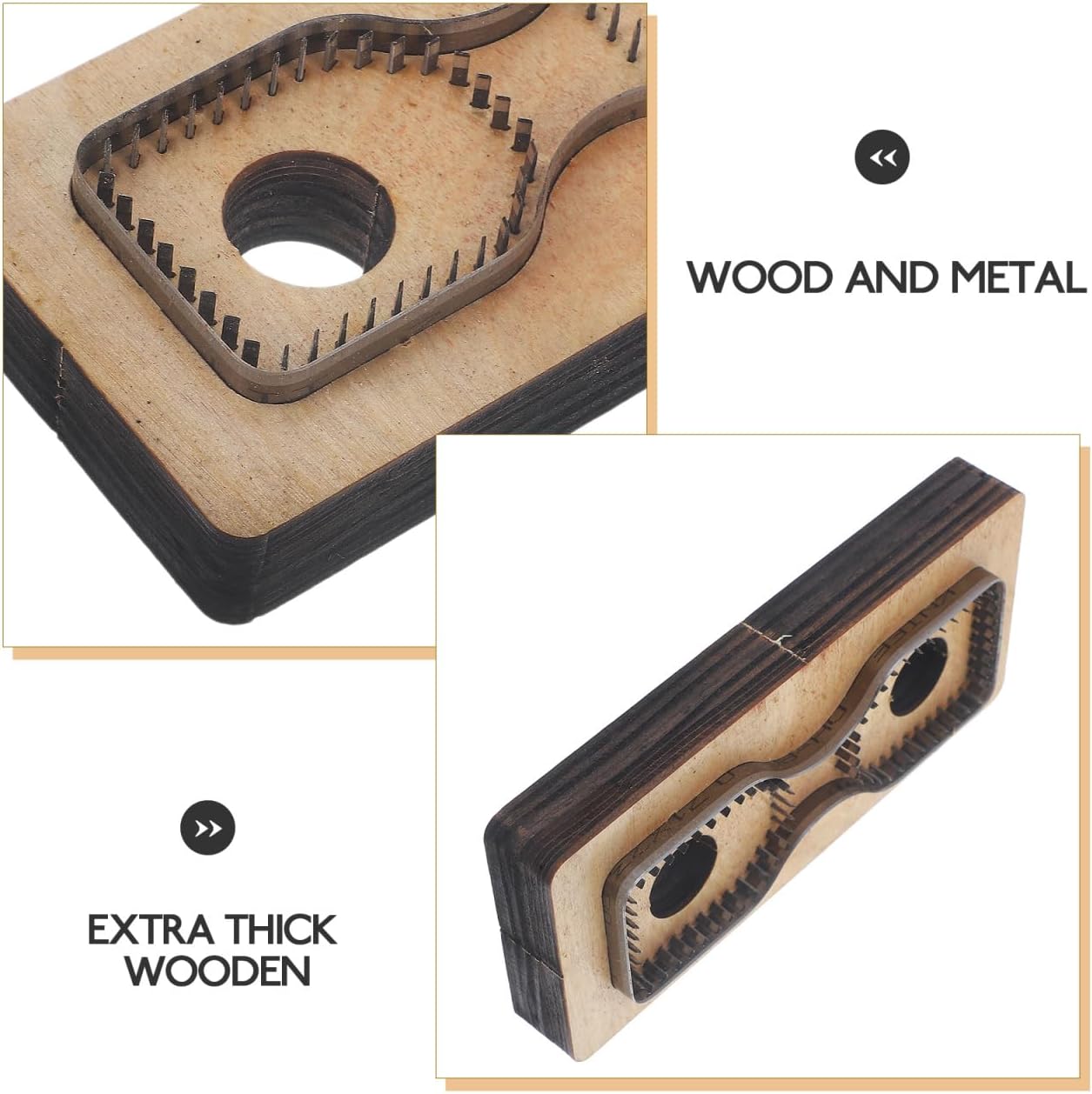 EXCEART Leather Metal Cutting Die Leather Cutting Template Mold Wooden Punching Die Strap Head for DIY Crafts Making (Pack of 2)