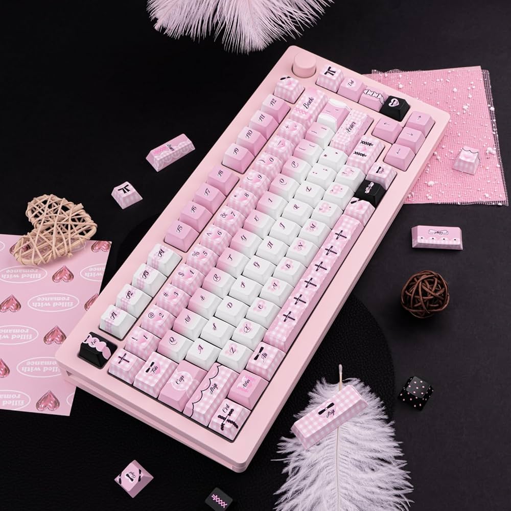 EnjoyPBT キーキャップセット - Pink on Black EnjoyPBT Pink on Black Keycap Set Doubleshot ABS – Divinikey