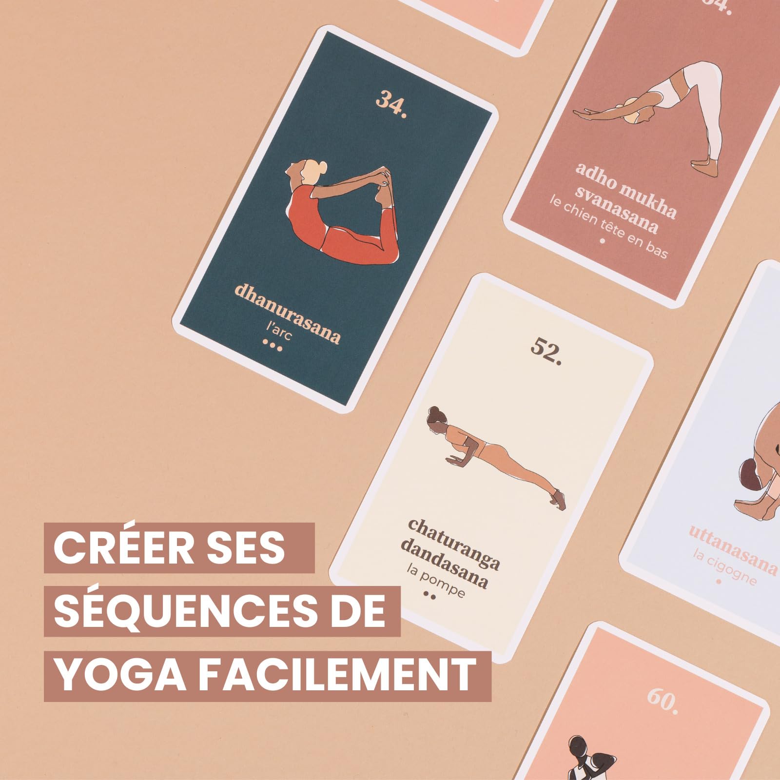 Yogasana Jeu de Carte français 80 Cartes - Hatha Vinyasa - Tous Niveaux - Guide de séquences pour se perfectionner en autonomie - 75 Postures