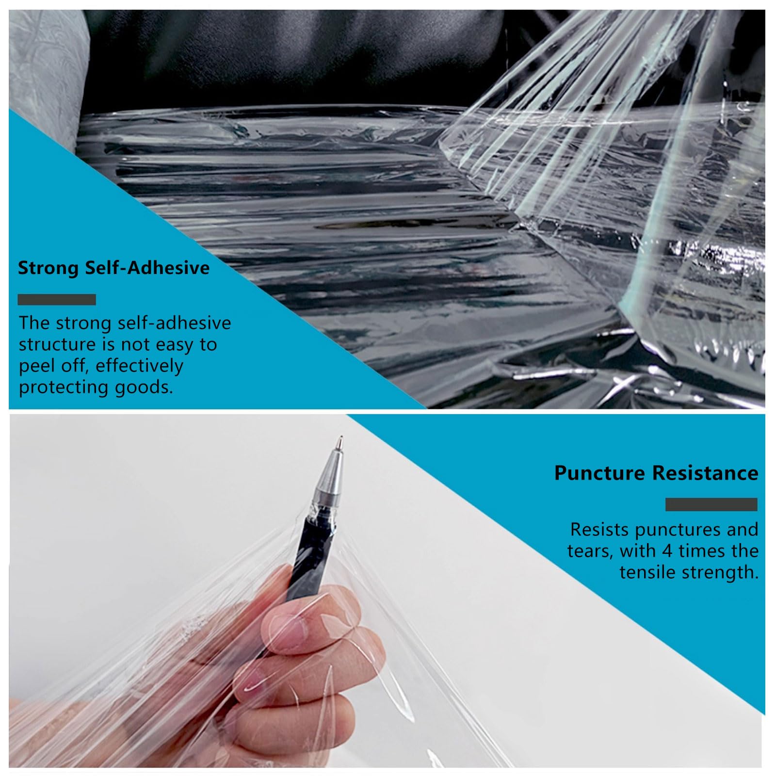 Film Estirable Transparente Film para Palets 450/710m, Rollos de Film Embalaje Manual 20µm 75/100 cm de Ancho, Film de Mudanza Film de Plástico para Muebles, Cajas y Artícu(Size:2 pack - 100cm x 710m)