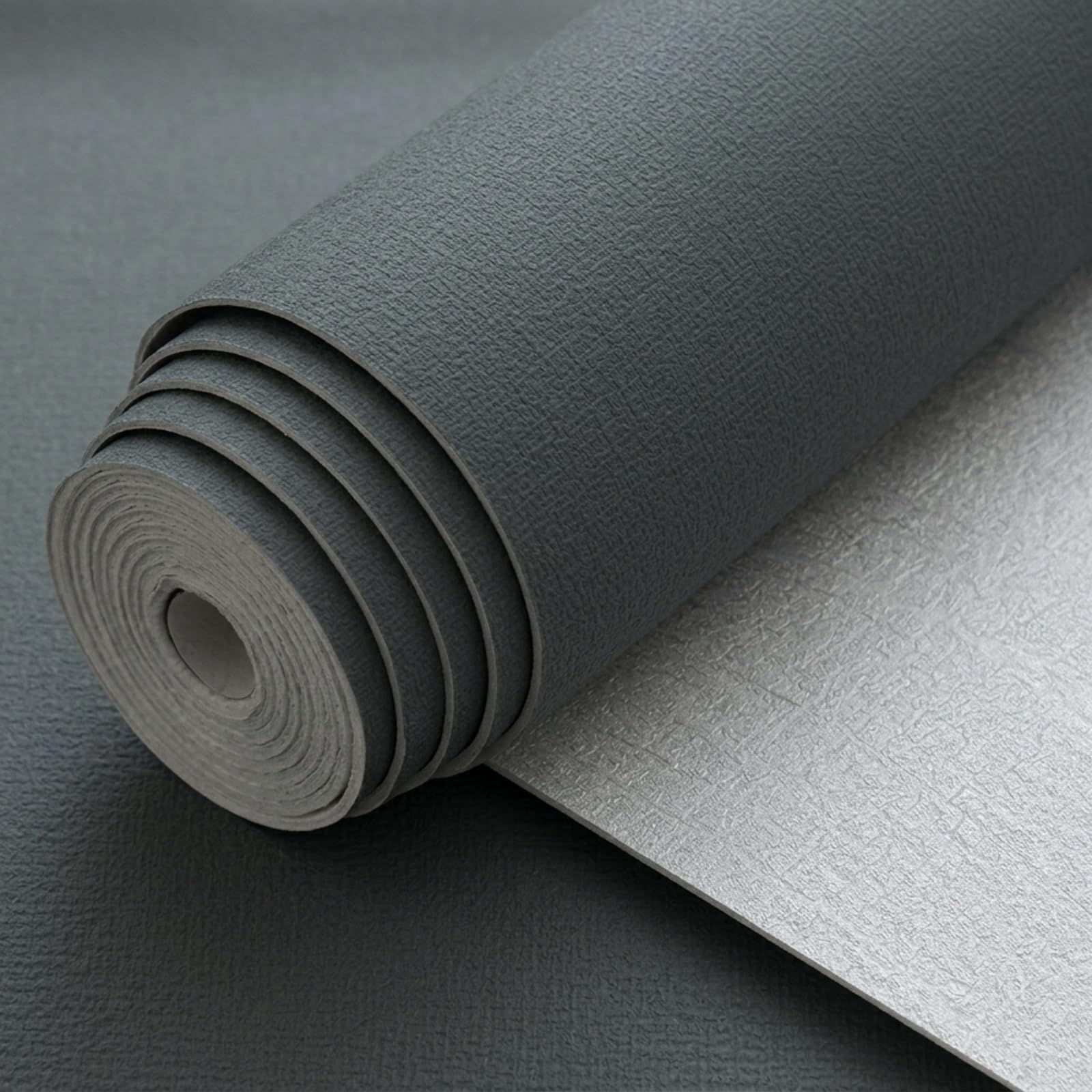 Snewvie Self Adhesive Thermal Wallpaper,Dark Black Linen Insulating Wallpaper 2 Roll 50 * 280cm 3mm Thicken Peel and Stick Wall Paper Stick on Wall Paper for Bedroom Livingroom Ceilings Kitchen