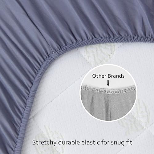 Miniatura 6 de Paquete de 4 sábanas bajeras para niños y niñas, transpirables, de microfibra suave, color gris y blanco