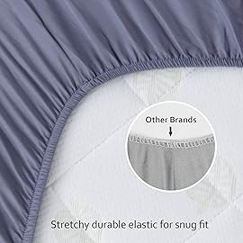 Biloban Mini Crib Sheets Fitted, 2 Pack Mini Crib Sheet Fits for Mini Crib Mattress, Neutral Mini Crib Sheets for Baby Boys and Girl, Grey & Navy, 38X 24