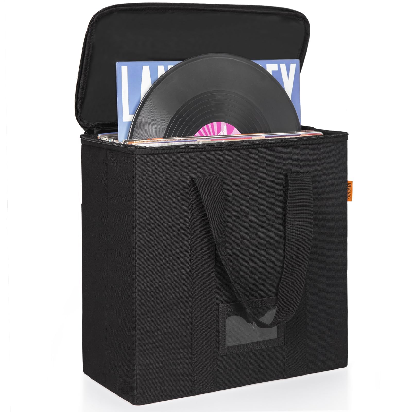 IBVIVIC Vinyl Record Storage Box with Lids and Handle Vinyl Album Storage Case Bag for 7/10/12 inch LP, Collapsible Crate Holds up 50+ Single Record (