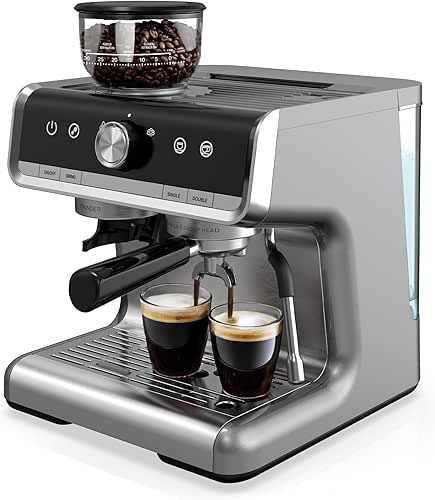 Espresso Machine with Grinder, 20 Bar Semi-Automatic Coffee Maker with