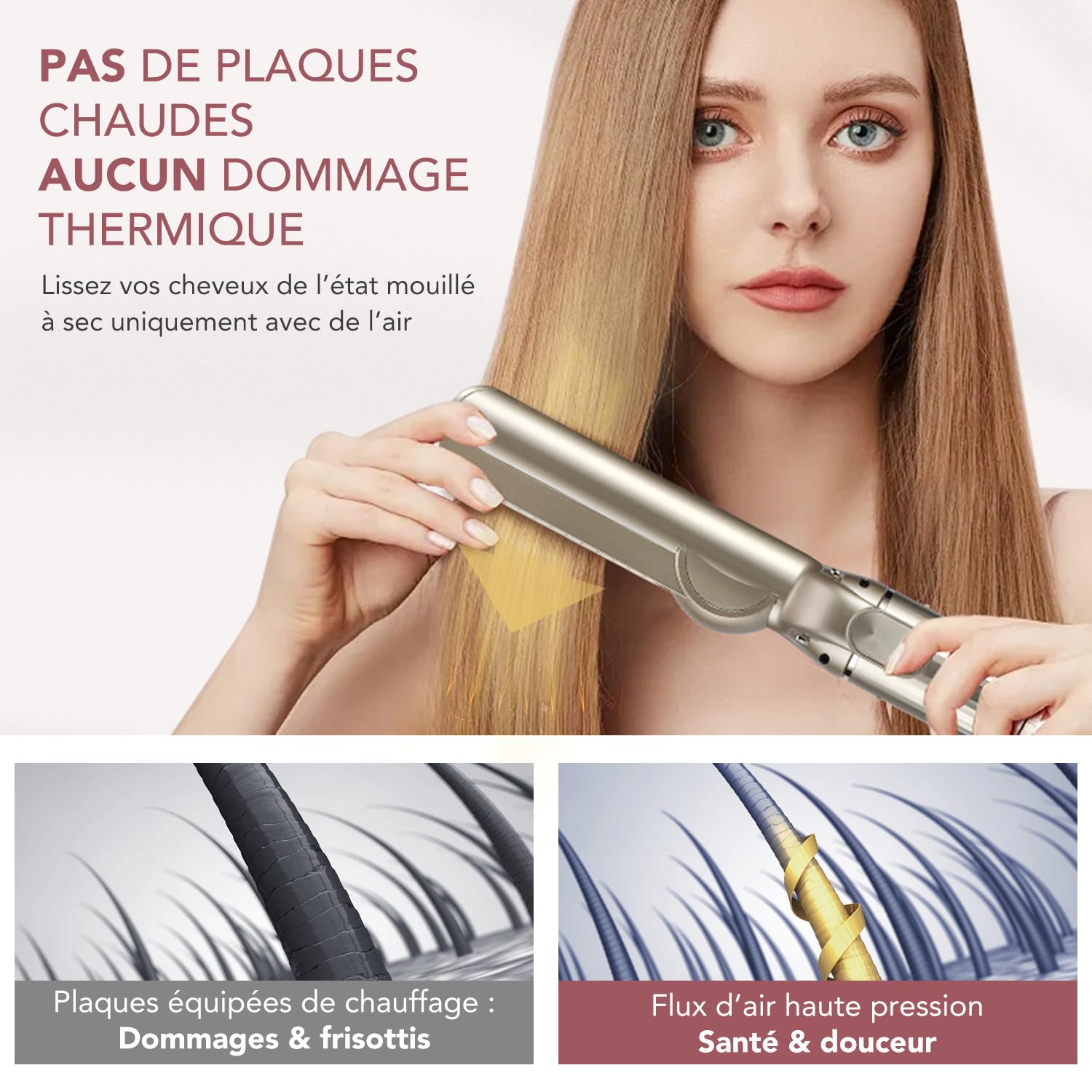 Accessoires et embouts pour lisseur séchant Shark FlexStyle, sèche et lisse en même temps grâce à l’air, sans plaques chauffantes, sans dommages thermiques, stardust