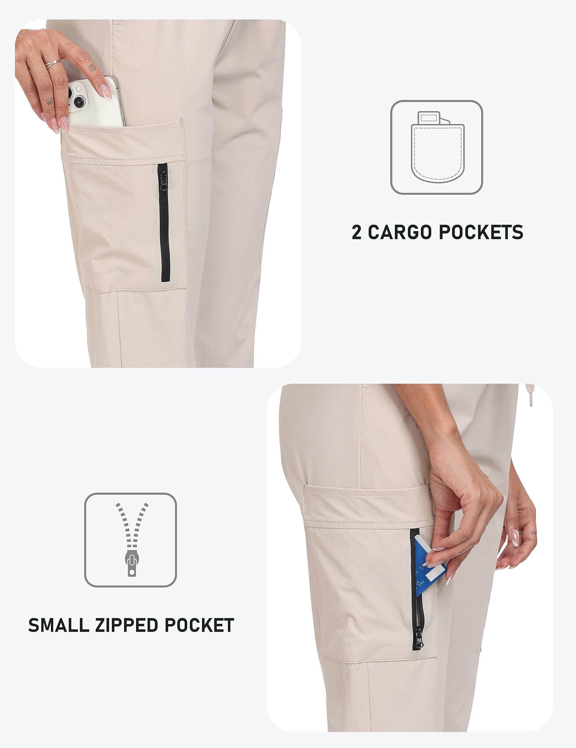 MoFiz Pantaloni Cargo Donna Leggeri Impermeabili Pantaloni da Escursionismo Trekking Pantaloni con Tasca Utility