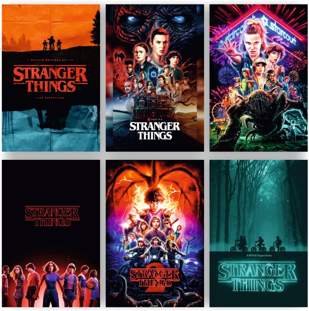 POSTER WALLAH Paper Stranger Things Poster for Home Office and Student Room Wall | Aesthetic Poster | Wall Decor (12x8 Inch) Set of 6 Pieces