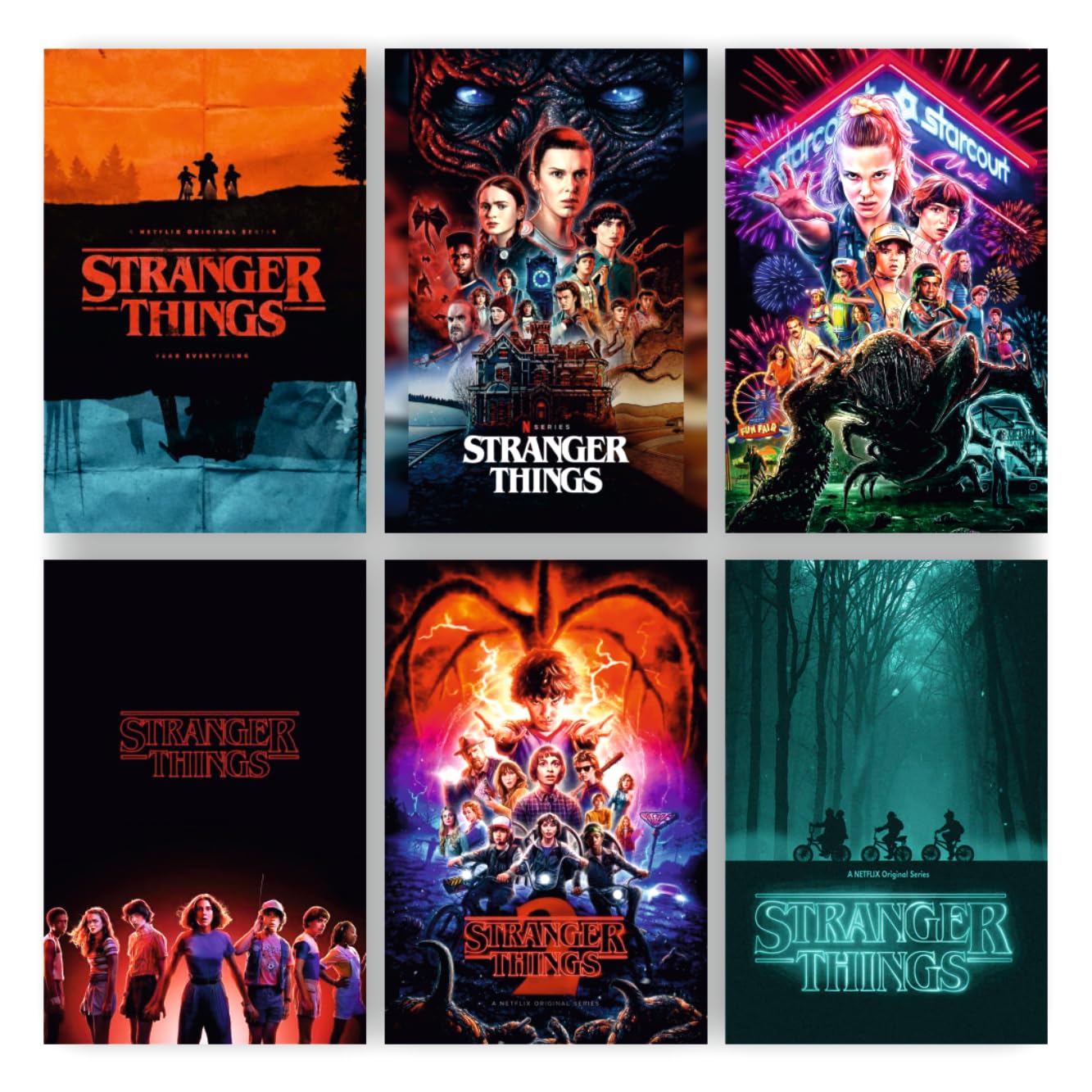 POSTER WALLAH Paper Stranger Things Poster for Home Office and Student Room Wall | Aesthetic Poster | Wall Decor (12x8 Inch) Set of 6 Pieces