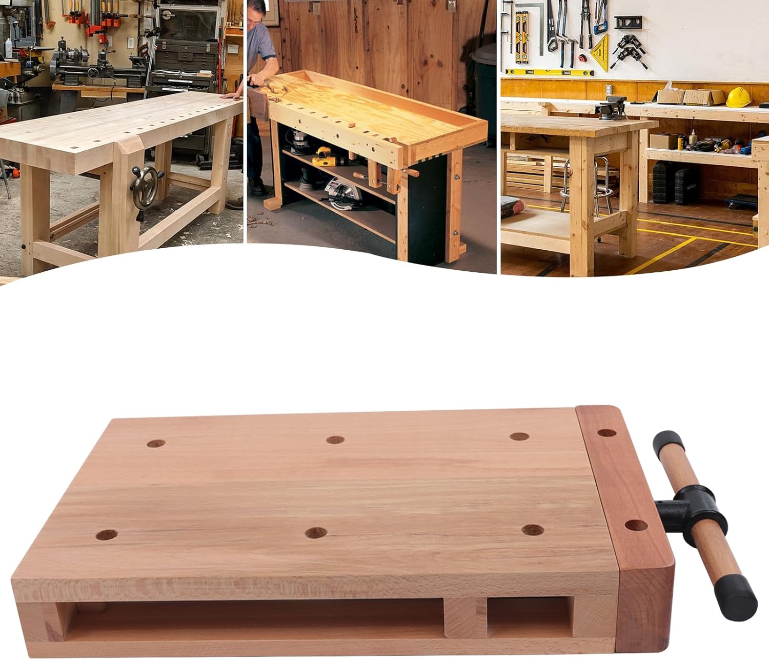 Portable Hard Wood Workbench, 7.87-Inch Embedded Woodworking Vise Smart Vice w/Superior Clamping for Homes Garage, Workshop, Woodworking Studios, and Equipment for Fixing & Processing Wood