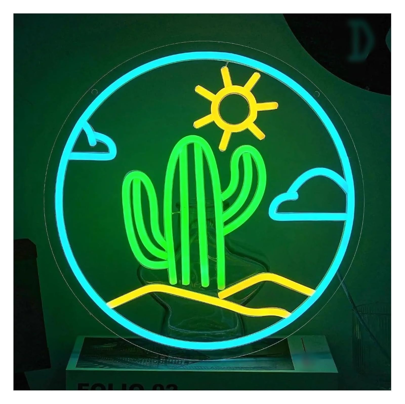Zynther Neon lamp Neon Light Decoration for Cactus for neon Sign Desert Landscape LED for Bedroom Scenic Spot Bar Shop 33cm×33cm