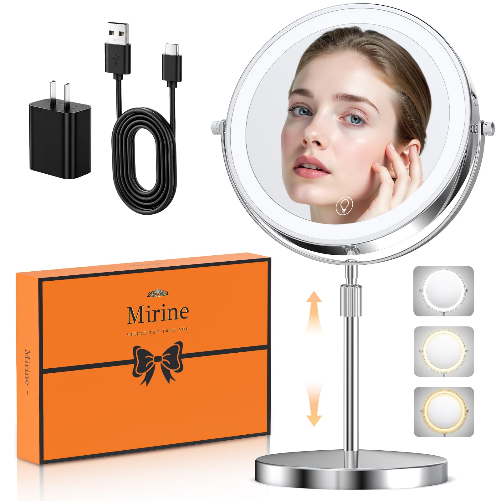 Professional 9-Inch Lighted Makeup Mirror with 1X/20X Magnification