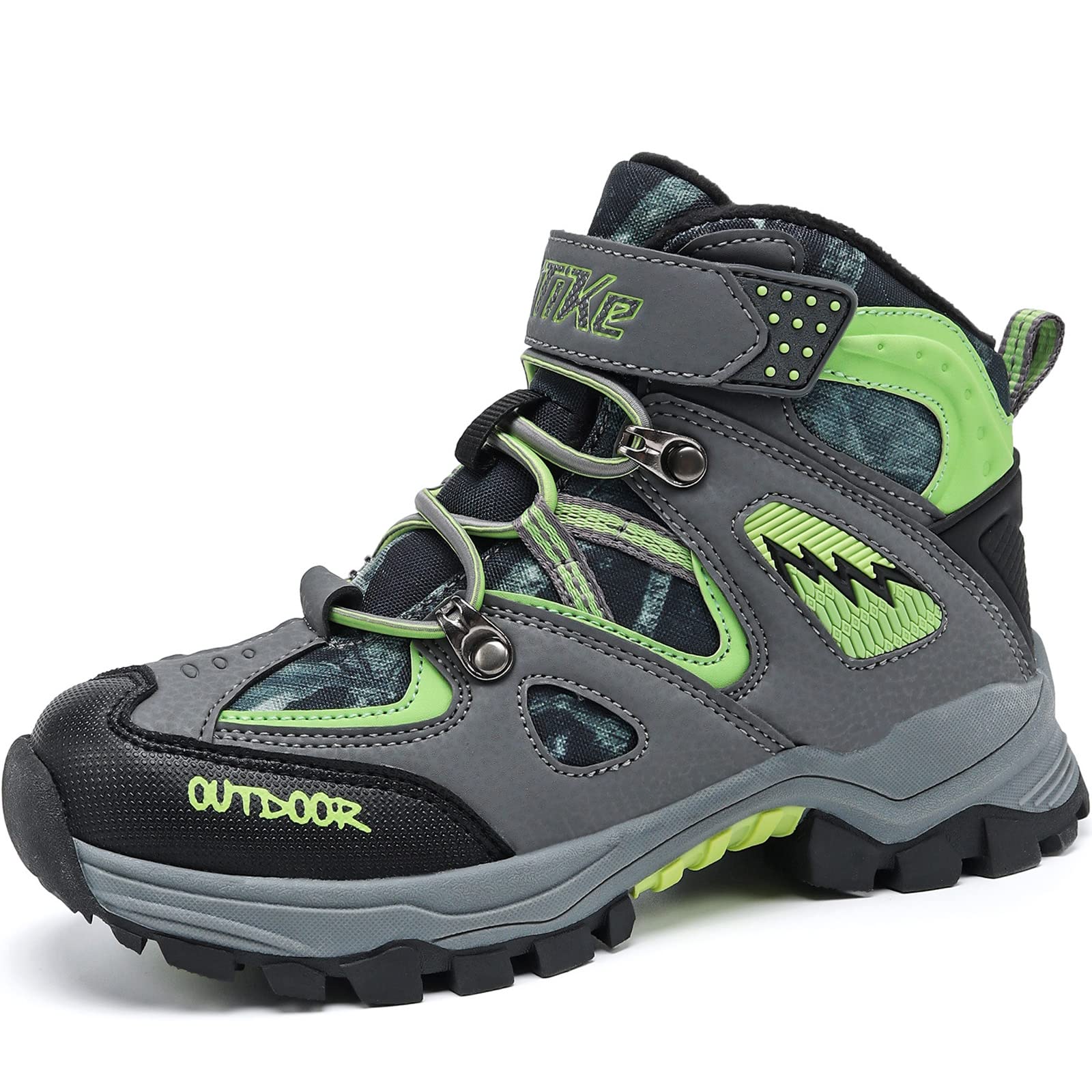 JMFCHI Kids Winter Hiking Shoes Boys Girls Warm Non-Slip Sole Snow Boots
