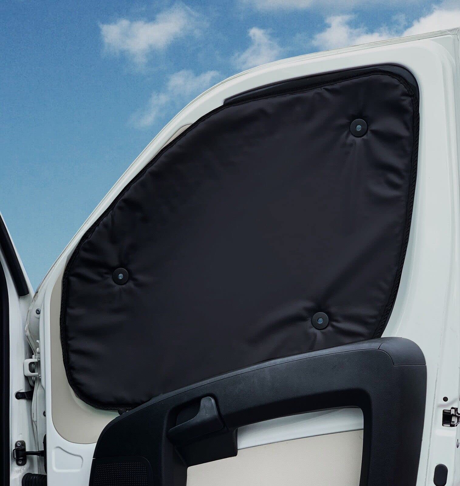 Covprotec Thermo-Jalousien-Set, für 1 Fenster, kompatibel mit Citroen Berlingo (Baujahr 1996–2007), Front-Set, Rückseite, Schwarz
