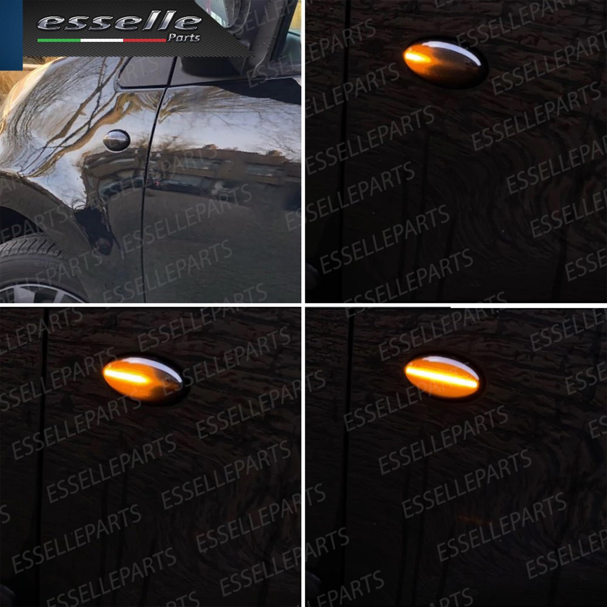 Coppia Frecce Laterali Nero Fumé Progressive Dinamiche A Led per Fiat Scudo MK2, Ulysse 3, Scudo 3, Doblò MK3, Opel Zafira Life, Vivaro MK3, Plug and play Canbus nessun errore