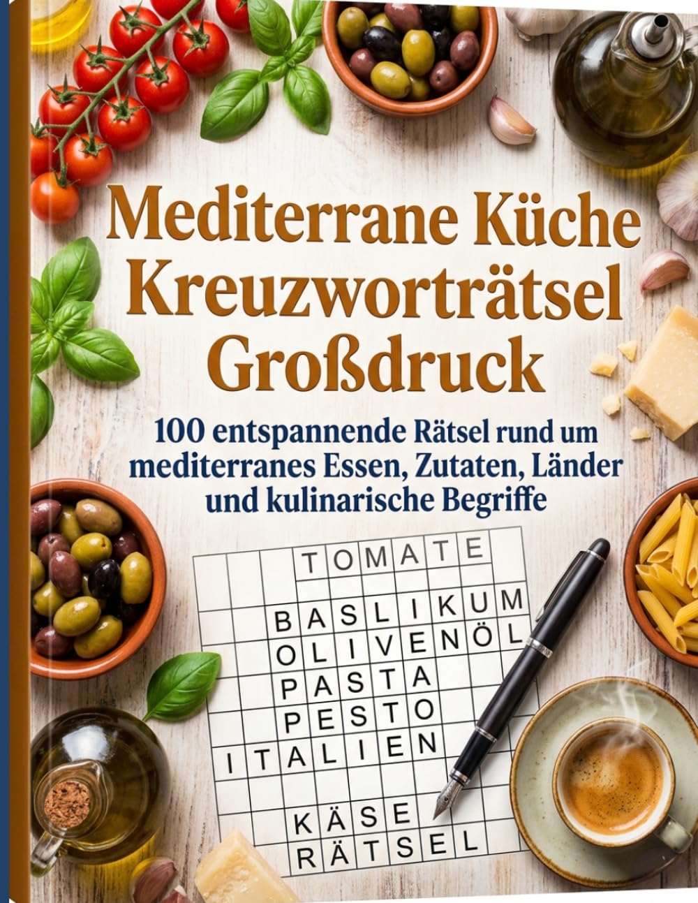 Mediterrane Küche Kreuzworträtsel Großdruck: 100 entspannende Rätsel rund um mediterranes Essen, Zutaten, Länder und kulinarische Begriffe