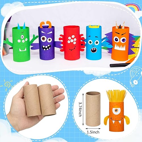 Miniatura 2 de Henoyso Paquete de 100 tubos de cartón para manualidades de 1.57 x 3.74 pulgadas, rollos vacíos de papel higiénico, tubos redondos gruesos de cartón