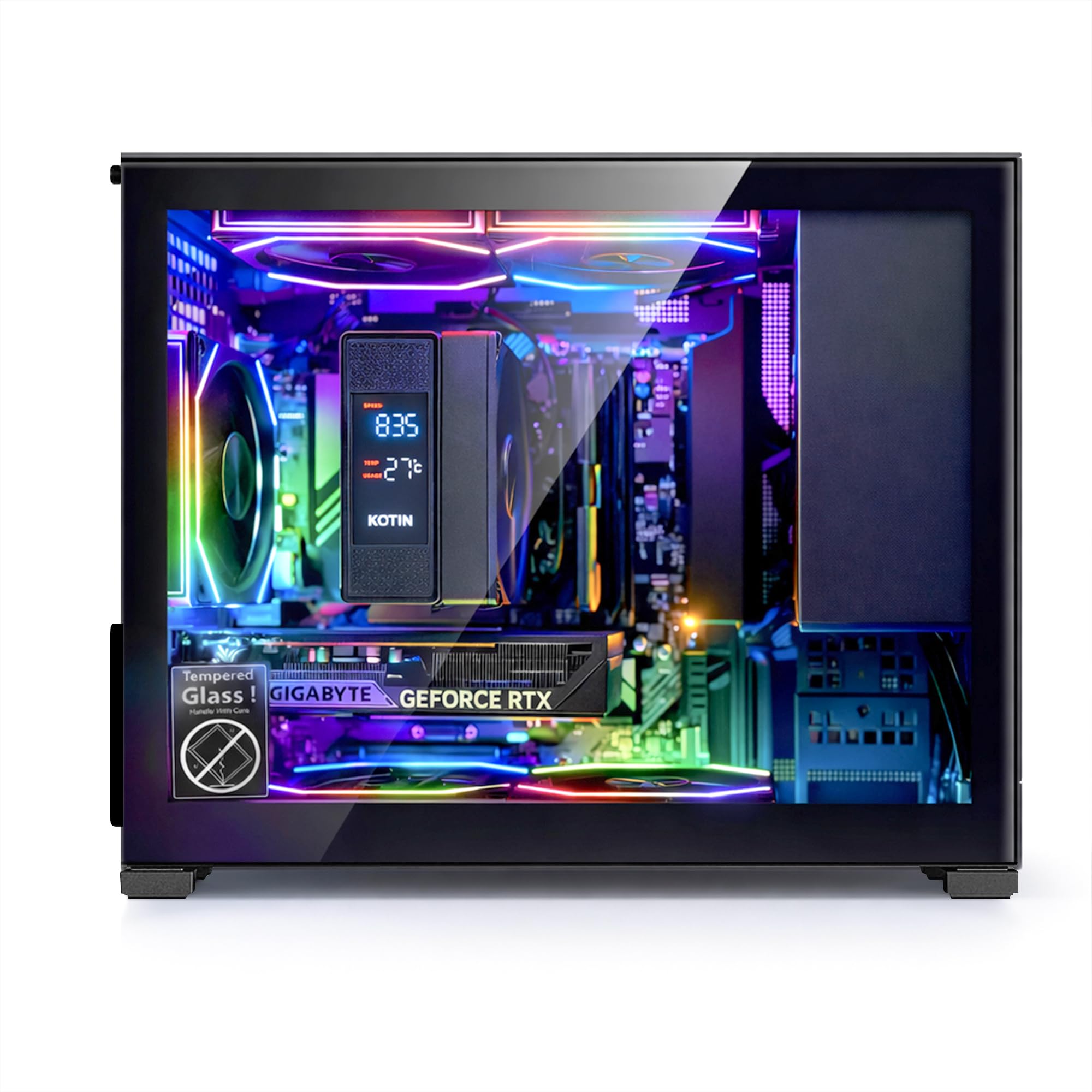 KOTIN Gaming PC D32B, AMD Ryzen 5 9600X Up to 5.4GHz, GeForce RTX 5060 8GB, 650W 80 Plus Gold PSU, Digital Display Air Cooler, 5 ARGB Fans, 16GB DDR5 6000MHz, 1TB PCIe 4.0 SSD, WiFi 7 Win11 Home - 3