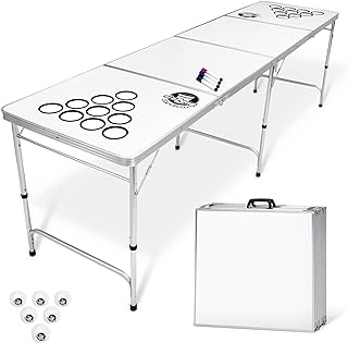 GoPong 8 Foot Portable Beer Pong/Tailgate Tables (Black, Football, American Flag, or Custom Dry Erase)