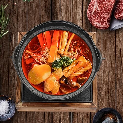 Miniatura 8 de Sukiyaki - Juego de ollas calientes japonesas de hierro fundido, olla antiadherente de 7.87 pulgadas con pequeña estufa de aluminio para uso en