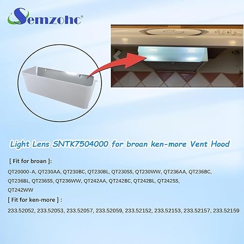 Miniatura 3 de SNTK7504000 Reemplazo de lente de luz de campana de ventilación de rango que reemplaza a SNTK7504000, K7613000, K7504000, K7613-000, NTK7504000,