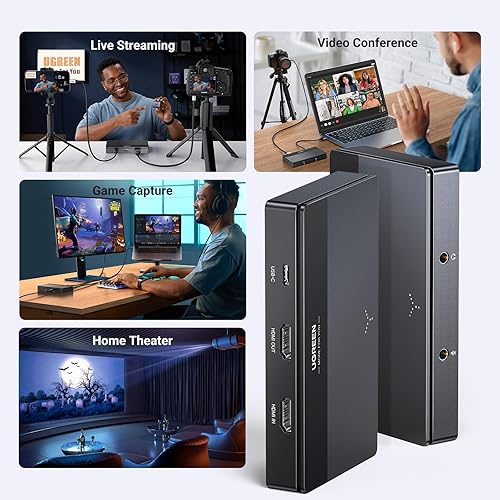 Miniatura 9 de UGREEN Tarjeta de captura de video 4K, Full HD 1080P 60FPS USB/Type-C 3.0 Dispositivo de captura de video HDMI con latencia ultrabaja para