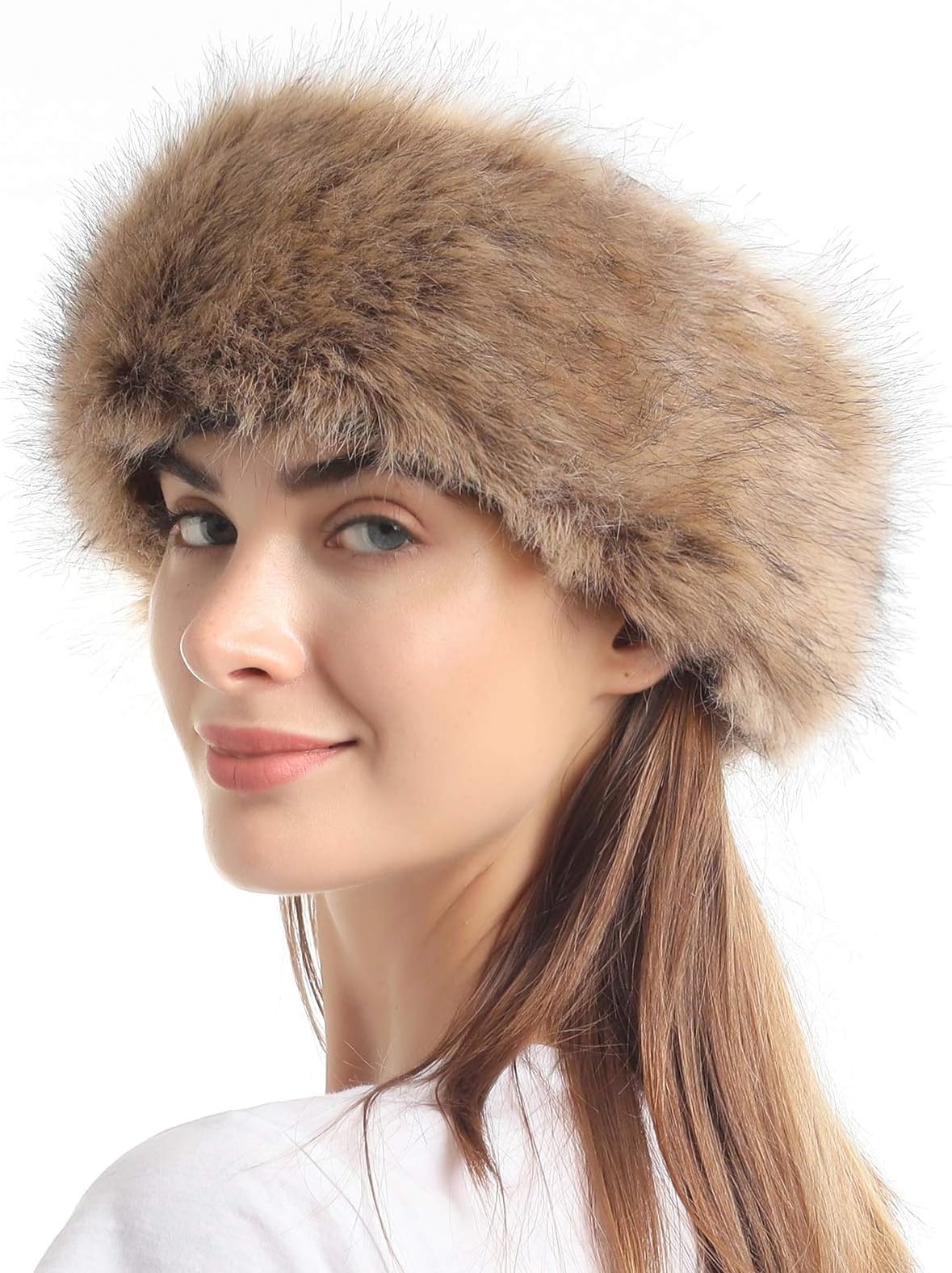 Faux Fur Headband with Elastic for Women's Winter Earwarmer Earmuff