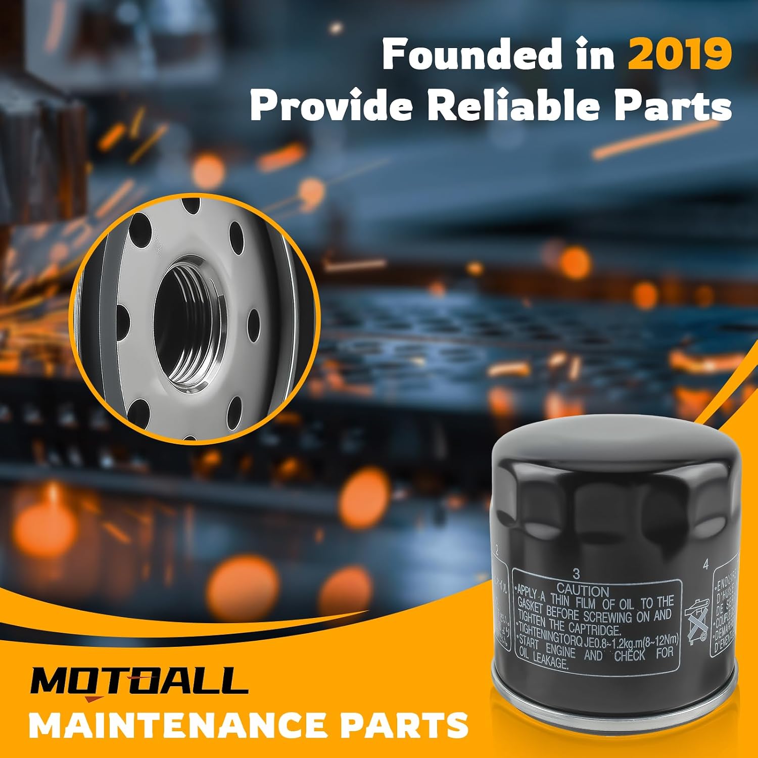 MOTOALL Oil Filter Replacement 49065-2071, 49065-2078 Fit for Kawasaki Mule 600 610 SX, for KAF400 2500 2520 3000 620 3010, for trans4x4 3020 4000 617 4010 4x4 Kaf620