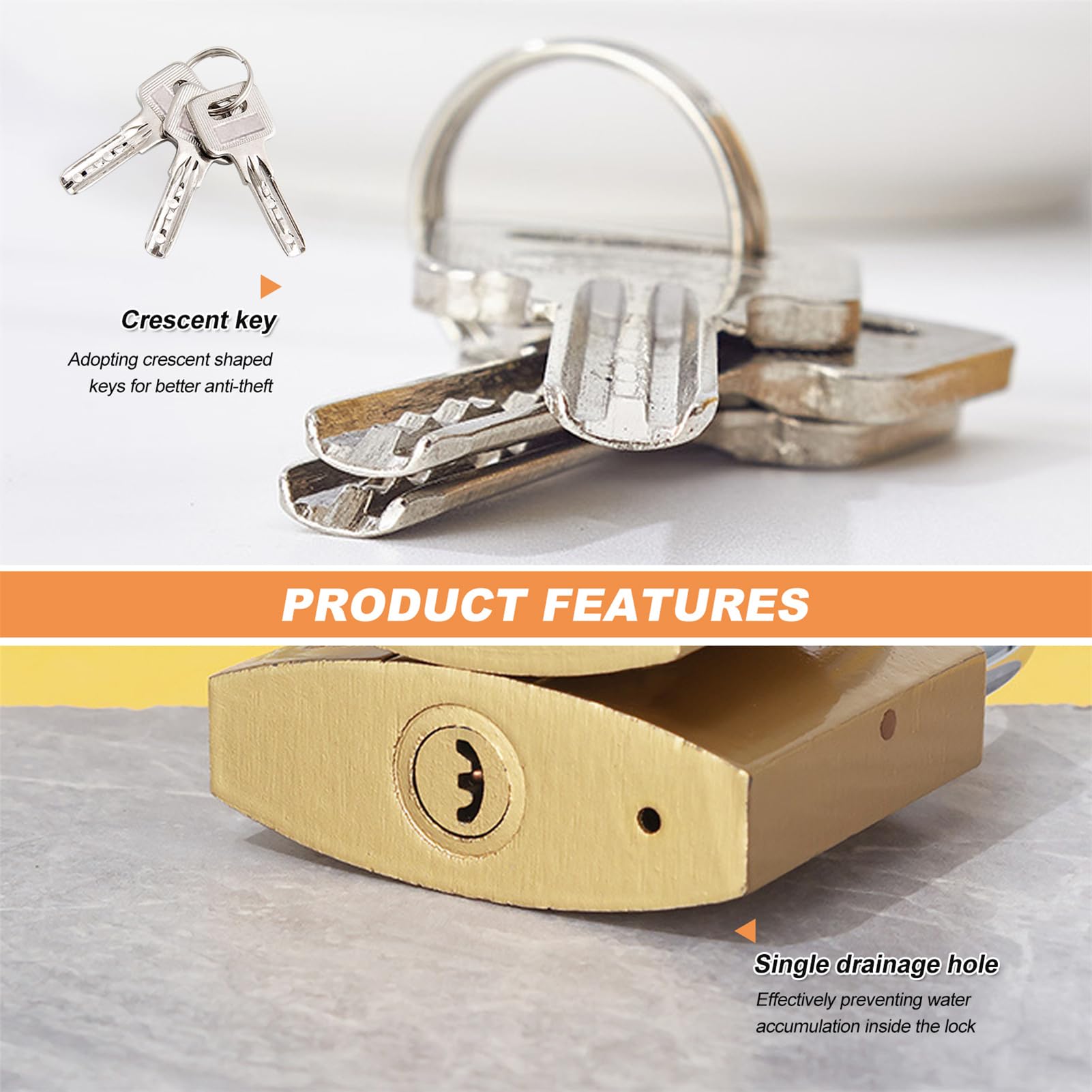 Padlock with Key, 2PCS 32mm Locker Lock Brass Keyed Padlock Small