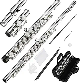 VEDO Flauta C maior Transversal Kit - Boca Corte Biselado, Premium instrumento musical Chaves Ajustáveis, Estojo Portátil e Som Fluido Ideal para Bandas Marciais Presentes Musicais