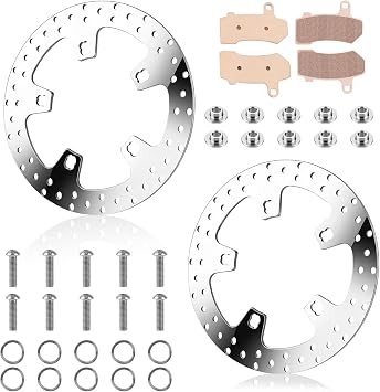 11.8" Front Brake Rotor Pad with Bolt Set for Harley Davidson Touring Models, for Road King/Electra Glide/Ultra Limited/Street Glide/Road Glide 2014-2022, Mirror-Polished Stainless Steel Rotors 2PCS
