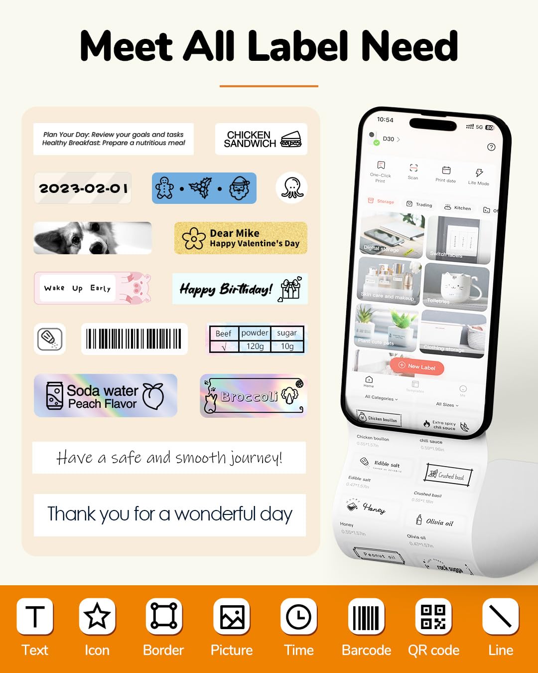Phomemo D30 Etikettiergerät, Bluetooth Etikettendrucker Beschriftungsgerät Selbstklebend, Thermo Label Printer Geeignet für Zuhause, Schule, Büro, Etikettiergeraet für Smartphones und Tablets, Grün