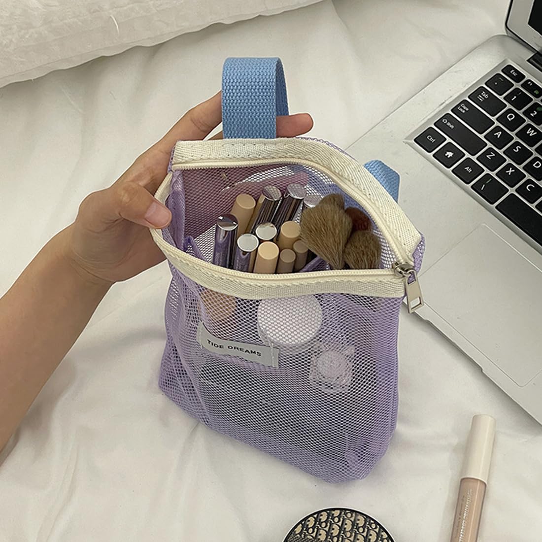 2 Pezzi Borsa da Doccia, Portatile, in Rete, ad Asciugatura Rapida, Borsa da Trasporto per Articoli da Toilette, Nylon Borsa da Doccia ad Asciugatura Rapida, per Campeggio Articoli