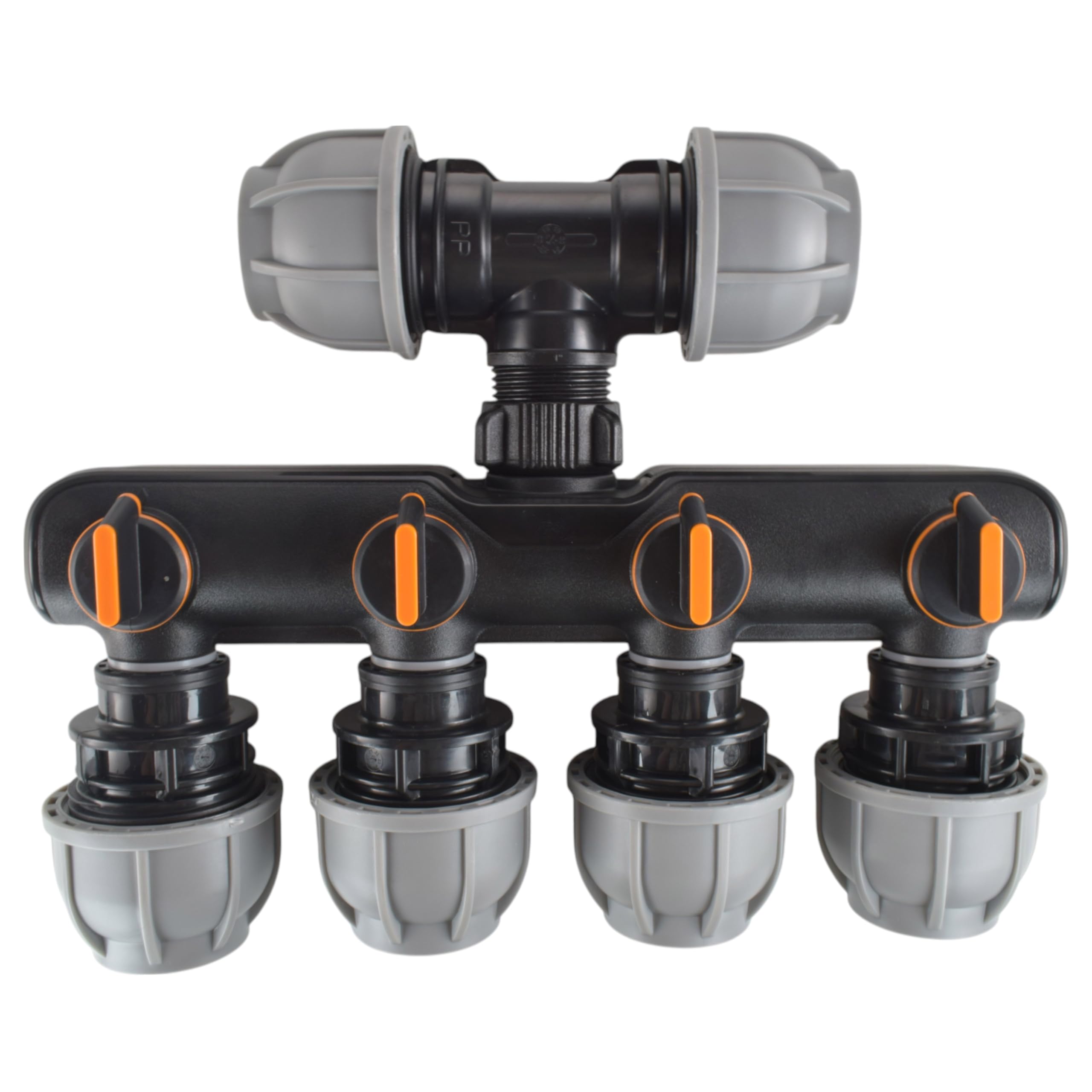 Cost Wise Black/Gray Mdpe Compessionwater Supply Pipe Manifolds Splitters For 25Mm Or 32Mm Mdpe Pipe,Ideal For Irrigation,2 Way Or 4 Way (32Mm-4Way-3-Tee)