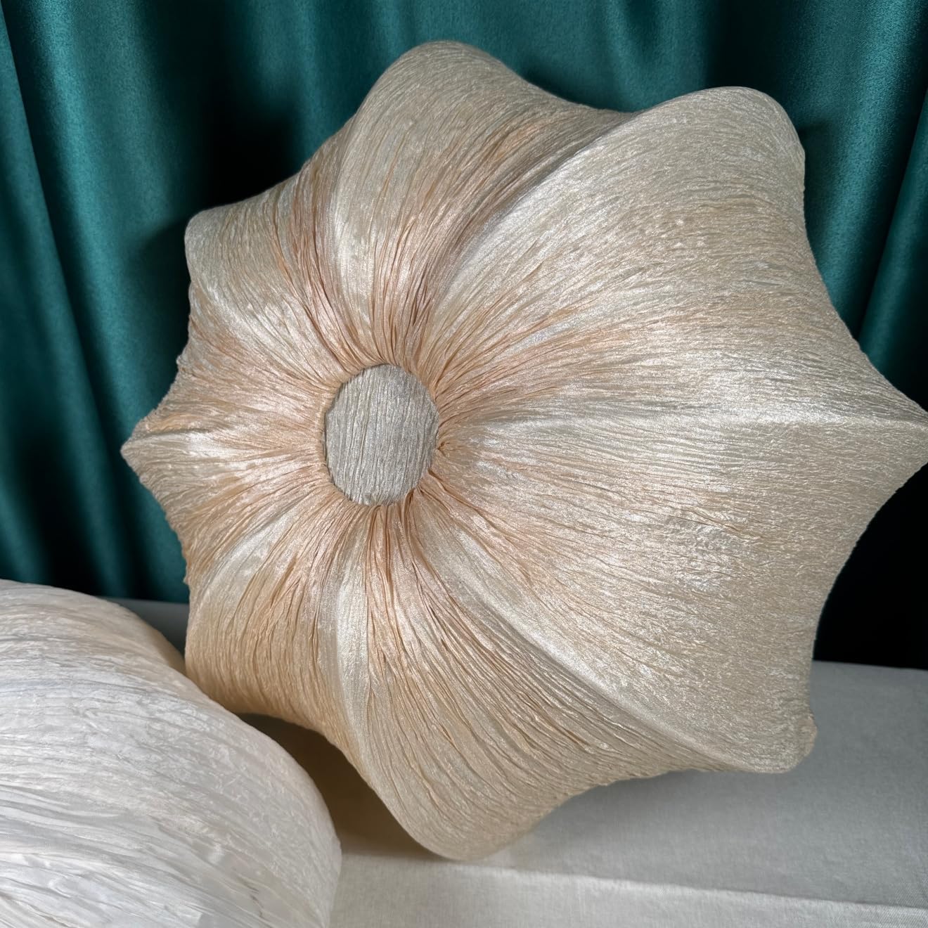 Lantern Fabric Pendant Light Modern Farmhouse Drum Chandelier Faux Silk Cloth Shade 3 Light Wabi Sabi Light Fixture Pleated Hanging Lamp for Dining Room Bedroom