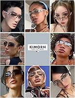 Vista 2 de kimorn Lentes de sol rectangulares para mujeres y hombres, elegantes sin marco, de moda, retro, estilo de los años 90, marco cuadrado vintage K1314