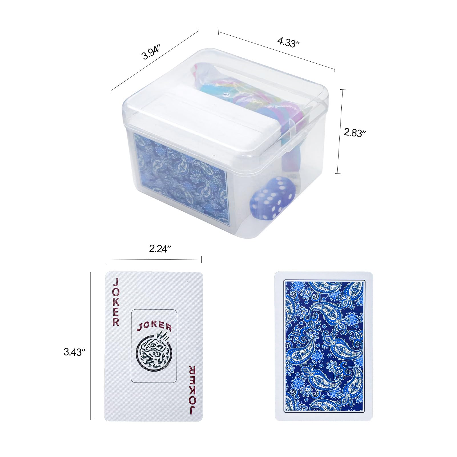 GUSTARIA 178-Piece Mahjong Playing Cards (Blue) – American & Chinese Style, Includes Storage Box, Dice, Chips & Wind Indicator – Portable, Waterproof, Travel-Friendly