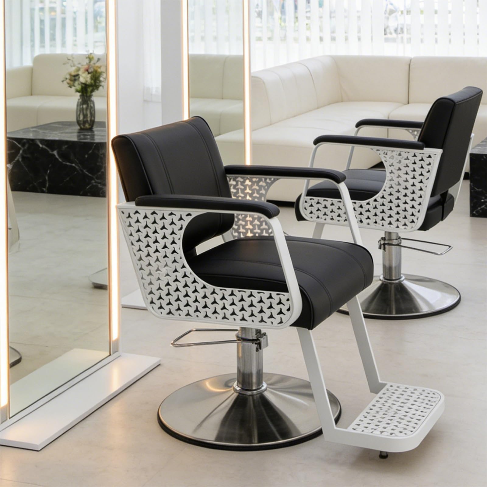 Friseurstühle, Schwerlast-Hydraulik-Friseurstuhl - 360° drehbarer Stylingstuhl für Friseursalons und Tattoo-Studios, strapazierfähiges PU-Leder, Hohlmetallrahmen - Professionelle Ausstattung