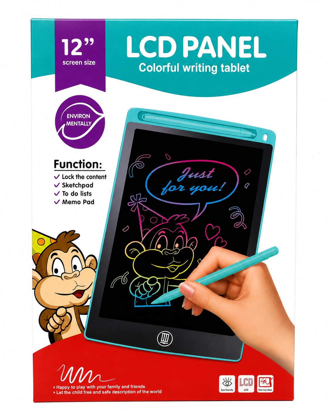 YownBharat 12 Inch LCD Panel Colorful Writing Tablet, Digital Drawing Pad with Lock Function, Sketchpad Memo Pad for Kids-image-46