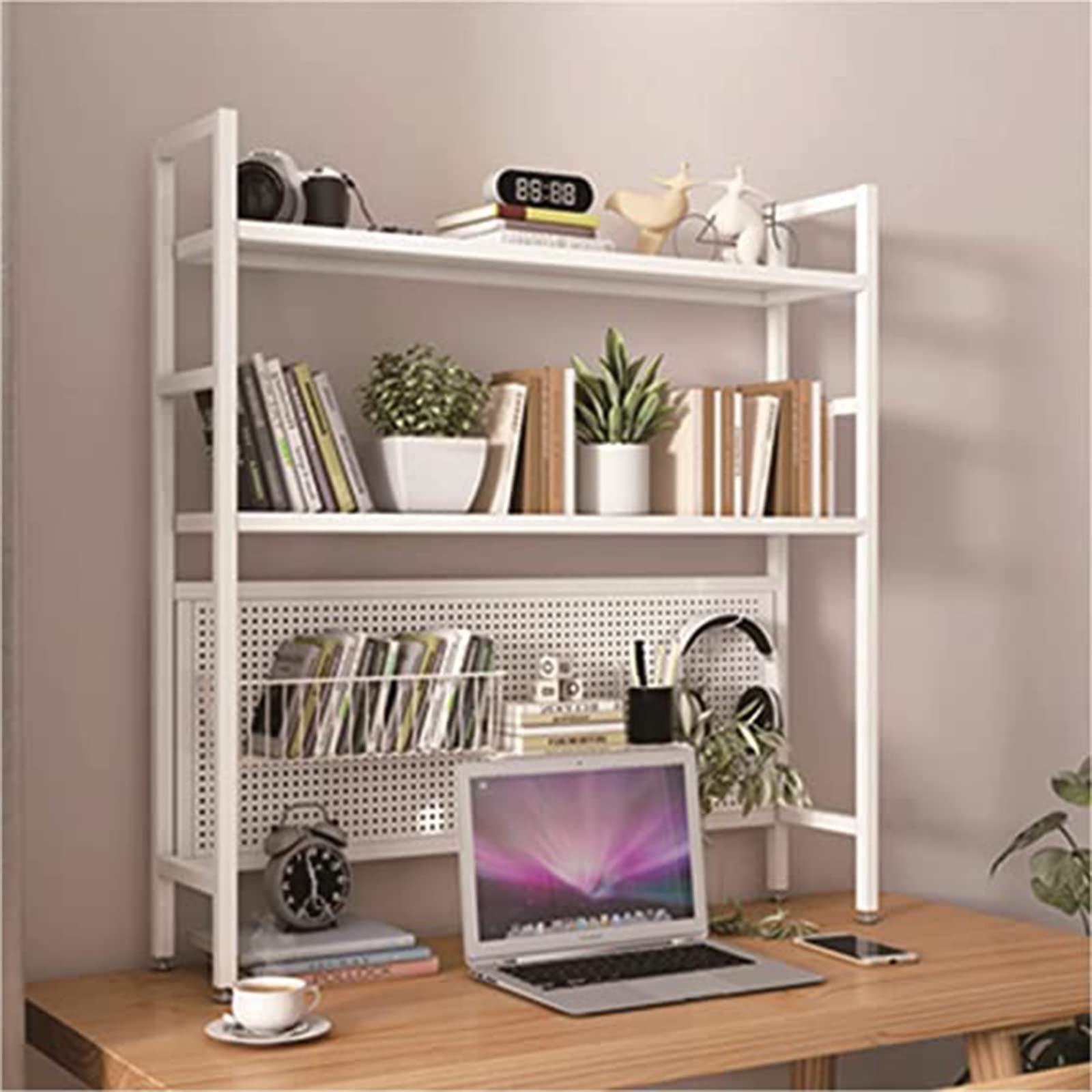 ASerZenith Desktop Organizer Desktop Organizer Storage Organizer - Storage Rack, Metal, 2 -Tier Adjustable Display Shelf Rack Organizer, for Dorm Home