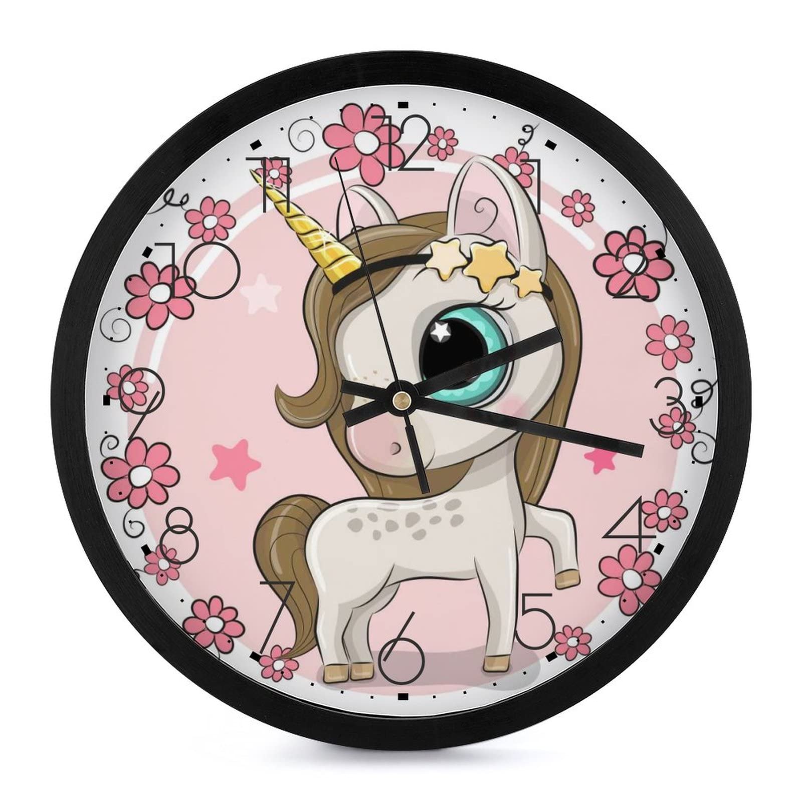 Pendule murale licorne pour stopper le tic-tac horloge silencieuse 25.4cm bureau