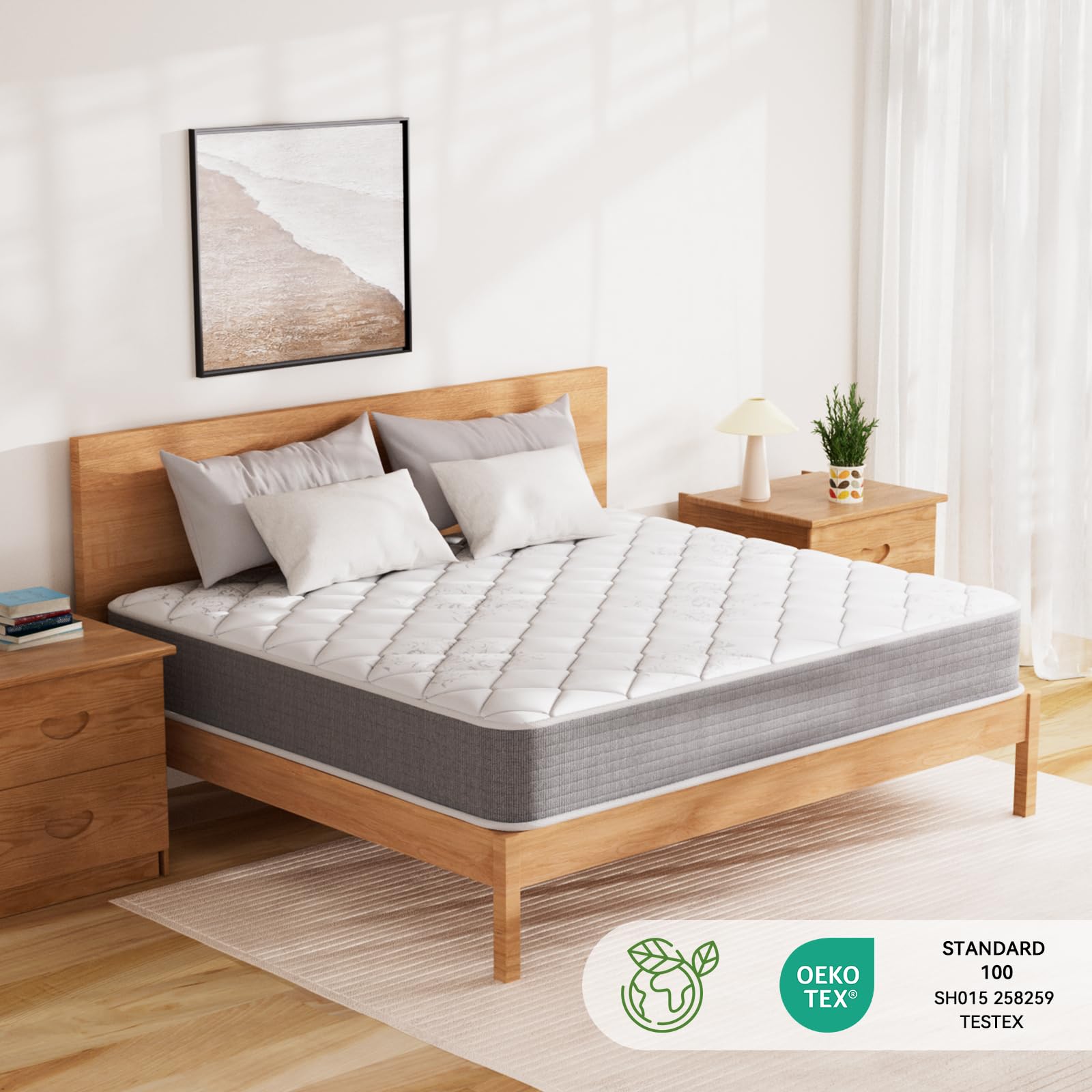 Colchon 140x200 – Altura: 25 cm – Espuma viscoelástica – Soporte de 7 Zonas – Tejido Transpirable – Firmeza Media – Diseño ergonómico – Colchón de muelles ensacados – Certificado Oeko-Tex