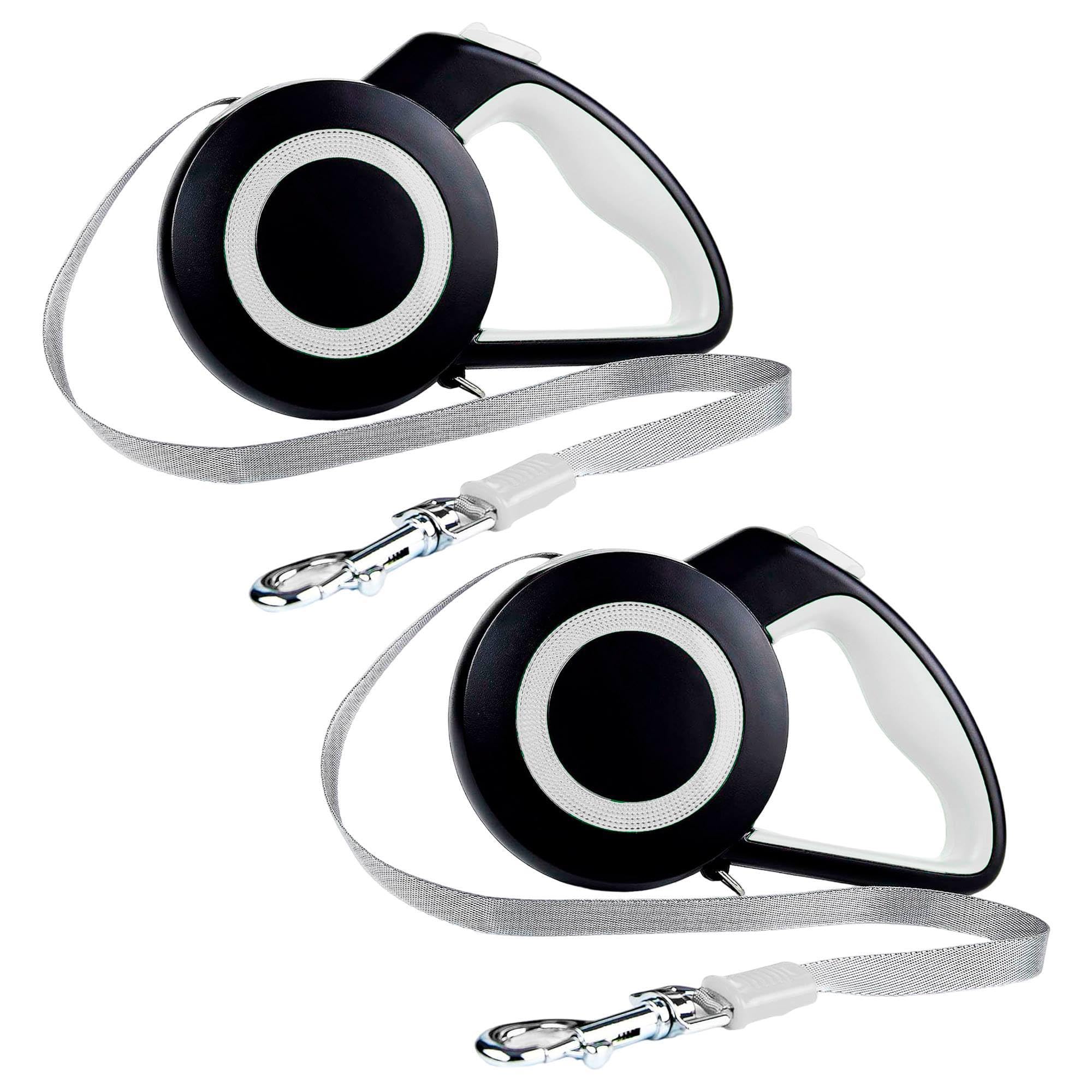 Hearts&Homies Set of 2 Extendable Pet Leashes 16.3x9.2x3.9, black and green