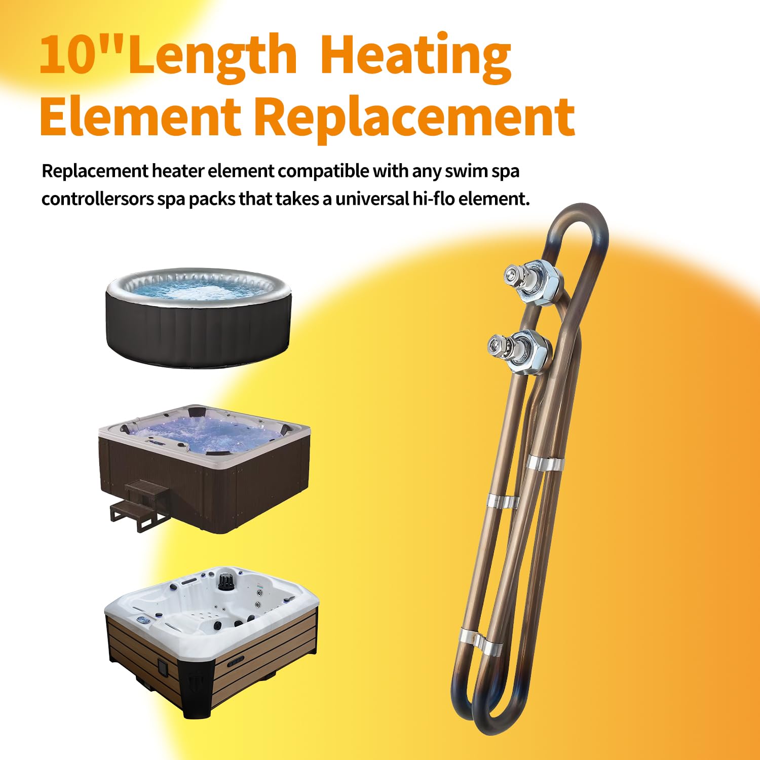 Elemento calefactor de bañera de hidromasaje de 4 kw y 240 V para balboa, elemento calefactor universal Flo-Thru para bañera de hidromasaje (4 kw)