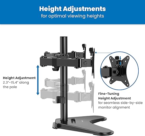Miniatura 6 de Mount-It! Soporte de monitor doble para escritorio, brazo de montaje de monitor doble para 2 pantallas de hasta 32 pulgadas cada una y 19.8 libras,